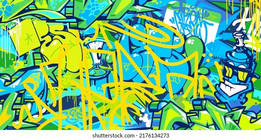 Cool Abstract Urban Street Art Graffiti Style Vector Illustration Background Template