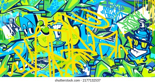 Cool Abstract Urban Street Art Graffiti Style Vector Illustration Background Template
