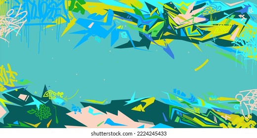 Cool Abstract Urban Street Art Graffiti Style Vector Illustration Background Template