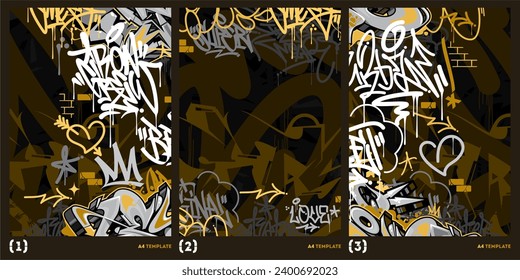 Cool Abstract Urban Style Hiphop Graffiti Street Art Vector Illustration Background Template