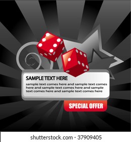Cool abstract vector composition with dices and area for your text.