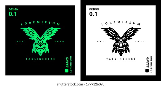 Cool abstract wings doodle illustration for logo, poster, sticker, or apparel merchandise.With tribal and hipster style.