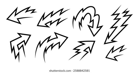 cool abstract zig zag arrow graphic element vector set for decorating artwork