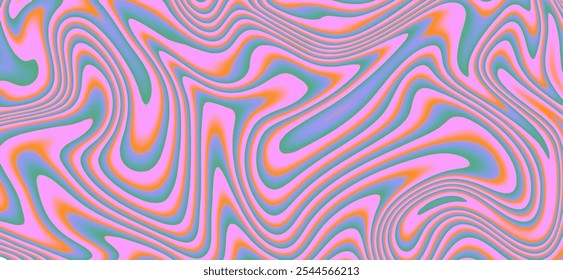 Cool Acid Vibrant Wavy Texture. Abstract Psychedelic Optical Illusion Pattern Background.