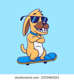 Cool and adorable dog playing skateboard design vector, t-shirt, poster  etc