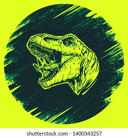 Cool aggressive dinosaur tyrannosaurus rex with open mouth illustration