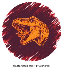 Cool aggressive dinosaur tyrannosaurus rex with open mouth illustration