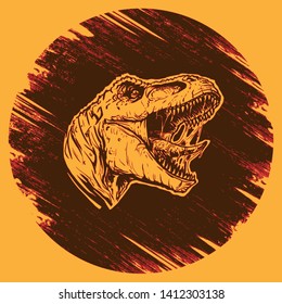 Cool aggressive dinosaur tyrannosaurus rex with open mouth illustration