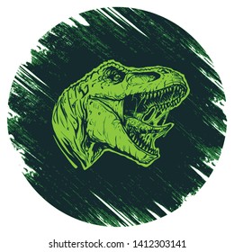 Cool aggressive dinosaur tyrannosaurus rex with open mouth illustration