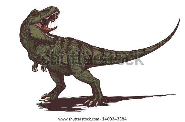 Cool Agresivo Dinosaurio Tyrannosaurus Rex Con Vector De Stock Libre De Regalias