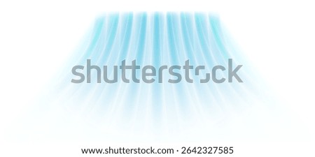 Cool air flow effect with icy swoosh and neon glow. Blue abstract background with fan stream, arrows and wind motion. Perfect for HVAC, AC or energy tech. Minimal clean vector illustration.