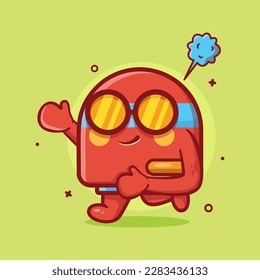 cool air purifier character mascot with running gesture isolated cartoon in flat style design 