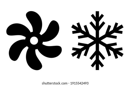 Cool air vector icons isolated on white background, cold air symbols