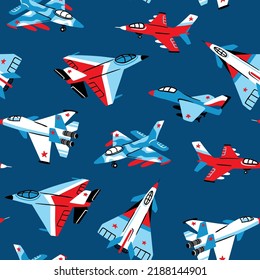 cool airplane blue and red seamless pattern