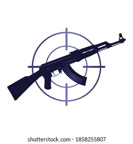 A cool AK 47 logo, icon, silhouette or symbol vector illustration