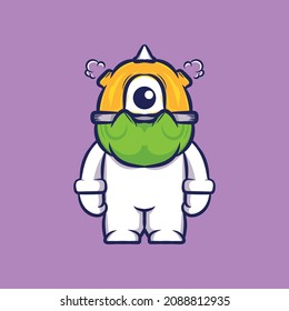 Cool Alien Astronaut stand illustration