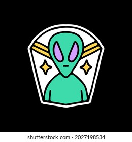cool alien badge. illustration for t shirt, poster, logo, sticker, or apparel merchandise.