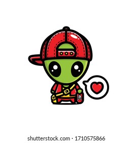 Cool alien character vector design