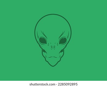 
Cool alien head eps vector illustration line art with alien lettering cool green background suitable for logo design and illustration or background as well as T-shirt printing