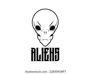 
Cool alien head eps vector illustration line art with alien lettering cool green background suitable for logo design and illustration or background as well as T-shirt printing