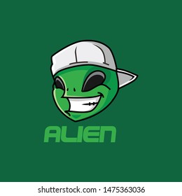 cool alien head icon logo vector