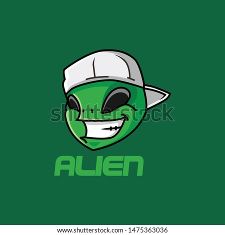 cool alien head icon logo vector