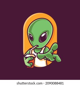Cool Alien Restaurant Cafe Logo Template