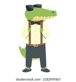 Cool Alligator Icon Cartoon Vector. Cute Crocodile. Baby Gator