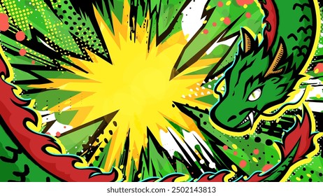 Cool American comic style dragon background_16:9