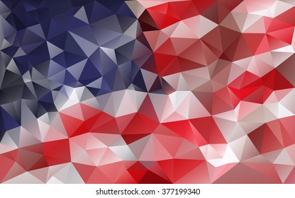 Cool American flag abstract background - retro style mosaic polygonal 