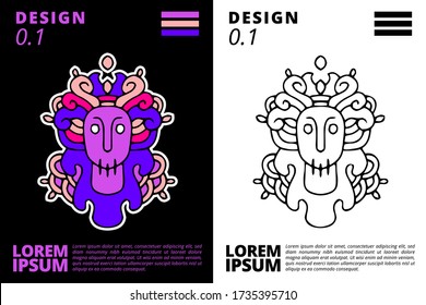 Cool ancient doodle illustration for poster, sticker, or apparel merchandise.With vaporwave/synthwave style, neon aesthetics of 80s.