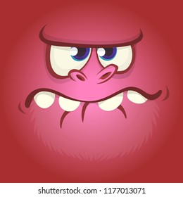 Cool angry cartoon monster face. Vector Halloween red monster avatar