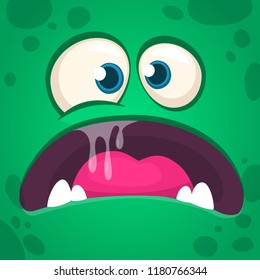 Cool angry cartoon monster. Vector Halloween monster avatar for print. Illustration isolated