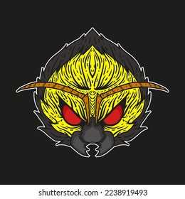 Cool Angry Monster Bee Vector Illustration