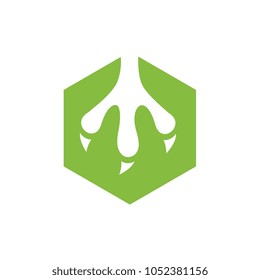 Cool Animal Claw Combined With Green Hexagon, Vector Illustration Design