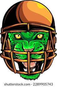 Cool animal wearing rugby helmet on white background