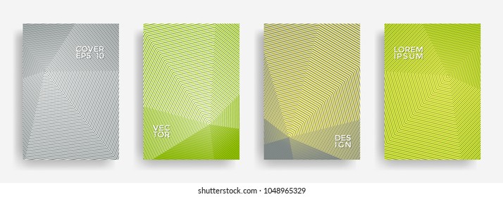 Cool annual report design vector collection. Halftone grid texture cover page layout templates set. Report covers geometric design, business brochure pages corporate banners.