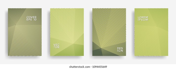 Cool annual report design vector collection. Gradient grid texture cover page layout templates set. Report covers geometric design, business booklet pages corporate backgrounds.