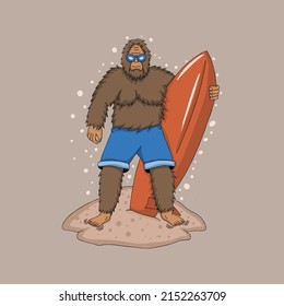 A cool ape is going to surf