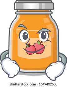 Cool apple jam mascot character with Smirking face