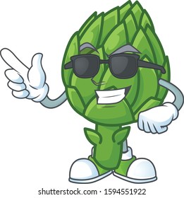 Cool and cool artichoke character wearing black glasses