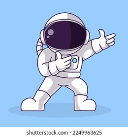 cool astronaut Cartoon Illustration, suitable use as icon or logo Vector file. Isolated Premium Vector icon, every object is on separated layer. Flat Cartoon Style