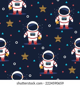 Cool astronaut cartoon vectors pattern background.