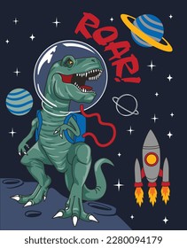 cool astronaut dinosaur vector design