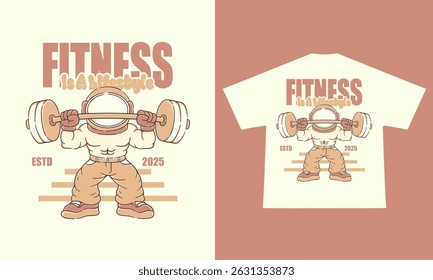 Cool Astronaut Doing Deadlifts for Streetwear T-shirt and Poster Art Design