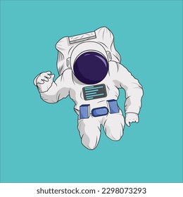 The cool astronaut floating on the space , planet with white suit 