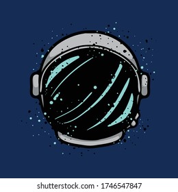 Cool astronaut helmet with stipple effect. Cosmic space suit vector illustration. Celestial element vector concept