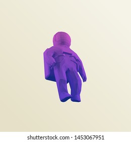 Cool Astronaut on Isolated Background. Gradient Low Poly Vector 3D Rendering