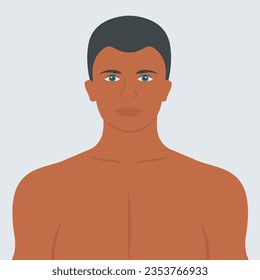 coole sportliche attraktive junge Modell. Sportler, gut aussehender Muskelmann oder sexy, ohne Hemd, einzeln. Körper und Brust Muskeln männlich. passende Vektorgrafik des Körpers. scharfe Gay-Typ-Illustration 