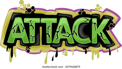 cool ATTACK writing graffiti design